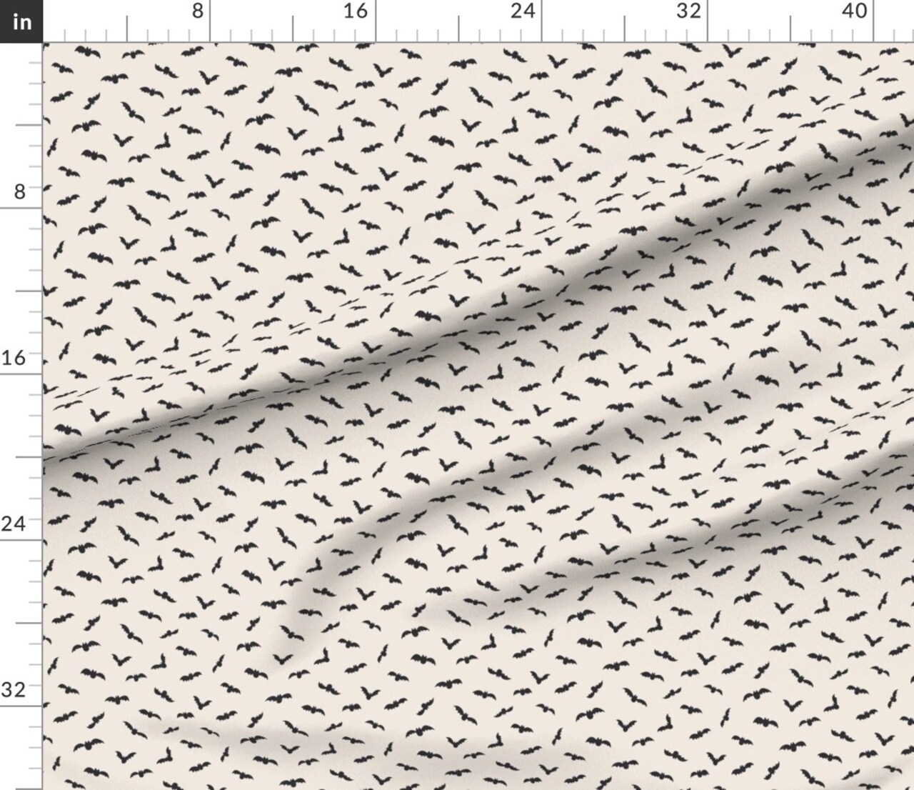 Halloween Black Bats White Fall Cute Custom Printed Fabric by Spoonflower Various Fabrics by the Yard or Fat Quarter